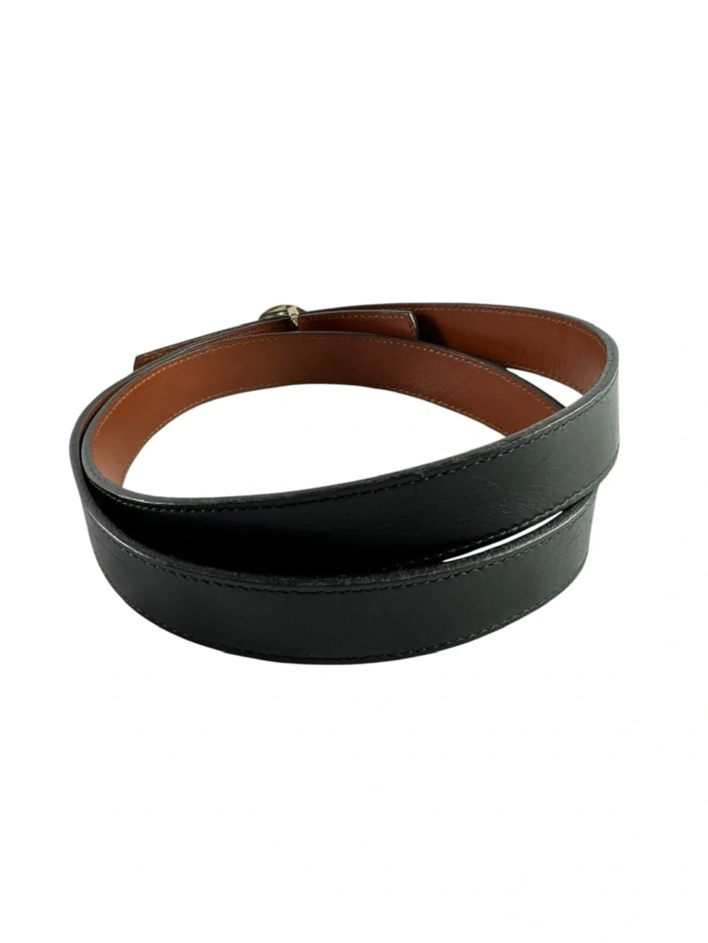 Genuine TORY BURCH Black Brown Leather Belt Unisex Reversible 36